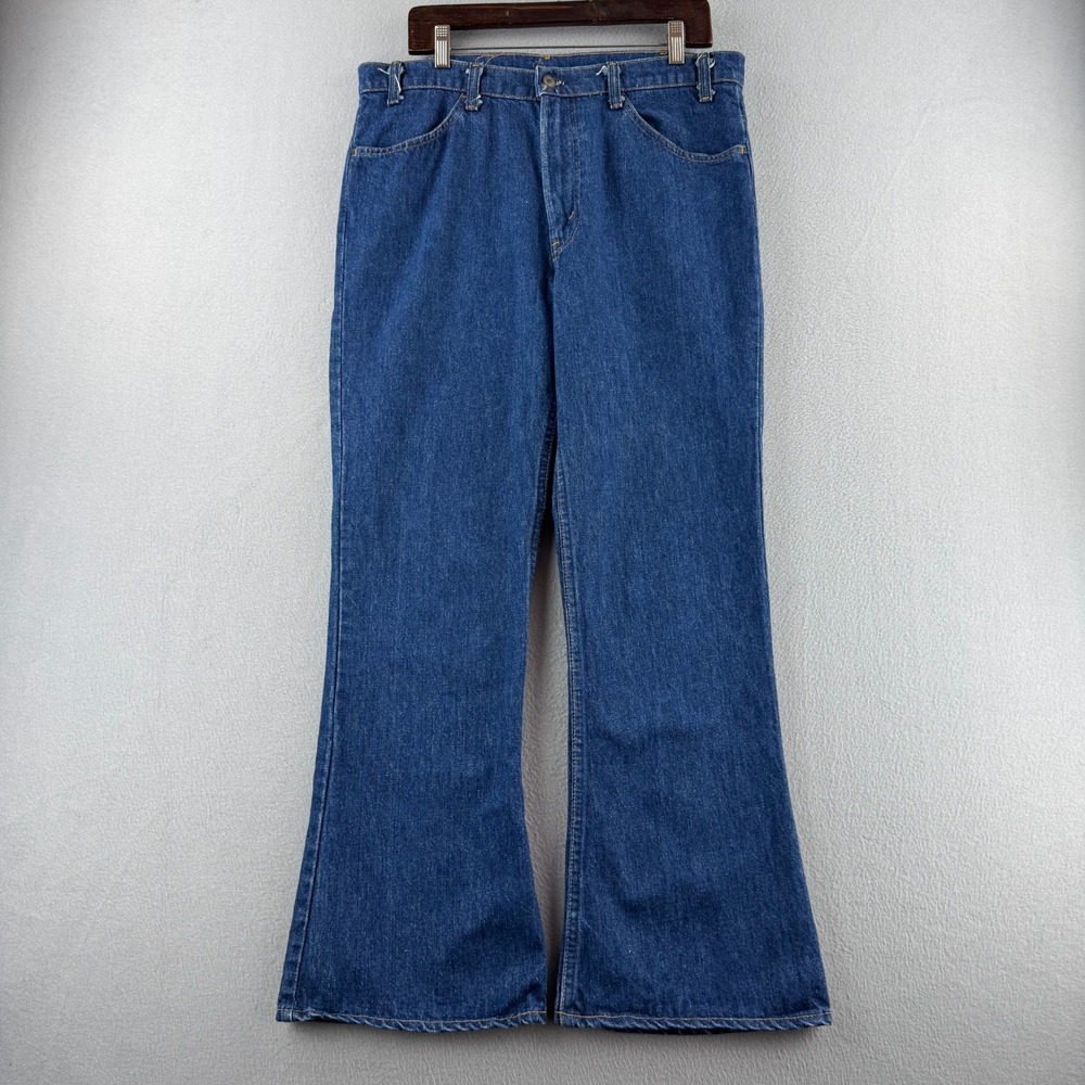 Vintage Levis Jeans Mens Fits 35x30 Blue Denim 1980 646 Flare Bellbottom USA